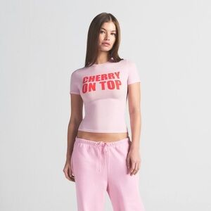 SKIMS Valentines Collection Fits Everybody Tee “cherry on top” size M